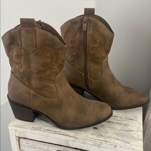 Brown Western Ankle Boots